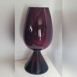 Vintage Empoli Purple Amethyst Glass Goblet Vase - 15"